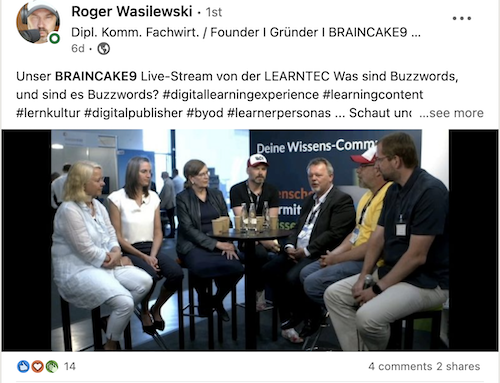 LinkedinBeitrag zu Diskussionsrunde 