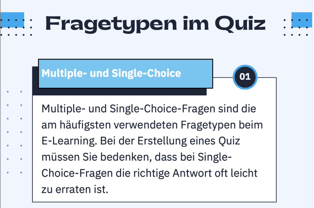 elearning report Fragetypen im Quiz